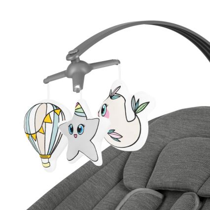 Lionelo - BLOSSOM babygynge med musik Grey Concrete + fjernbetjening