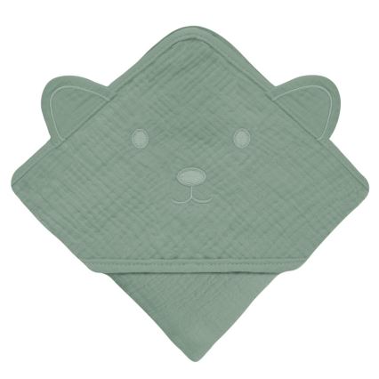 Lionelo - Børnebadekar med hætte MUSLIN HOODED TOWEL Grøn Skov
