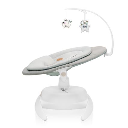 Lionelo - Børnegyngestol med melodi MELL Beige Sand 4xAA + fjernbetjening