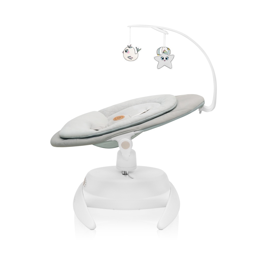 Lionelo - Børnegyngestol med melodi MELL Beige Sand 4xAA + fjernbetjening