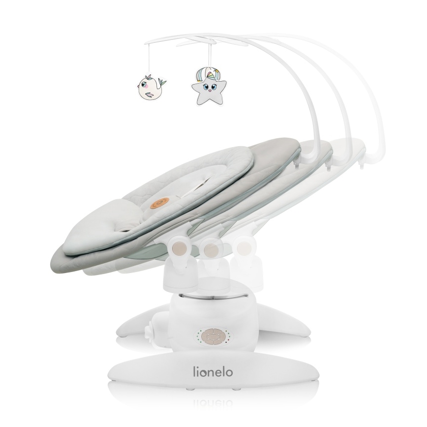 Lionelo - Børnegyngestol med melodi MELL Beige Sand 4xAA + fjernbetjening
