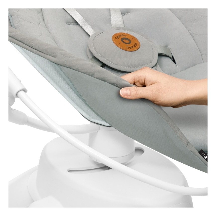 Lionelo - Børnegyngestol med melodi MELL Beige Sand 4xAA + fjernbetjening