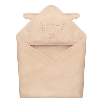 Lionelo - Børnehåndklæde med hætte MUSLIN HOODED TOWEL Beige Cappuccino