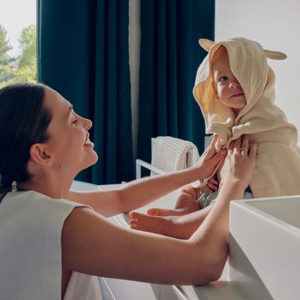 Lionelo - Børnehåndklæde med hætte MUSLIN HOODED TOWEL Beige Cappuccino