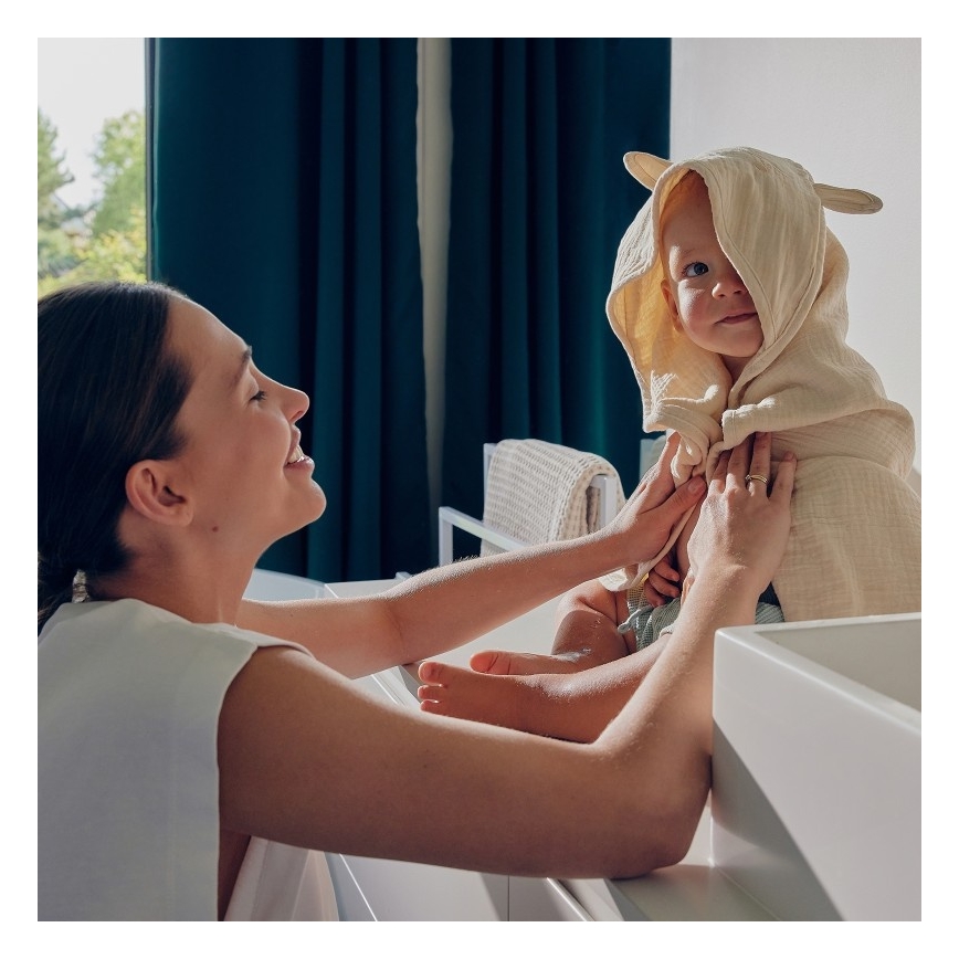 Lionelo - Børnehåndklæde med hætte MUSLIN HOODED TOWEL Beige Cappuccino