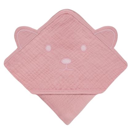 Lionelo - Børnehættehåndklæde MUSLIN HOODED TOWEL Pink Baby