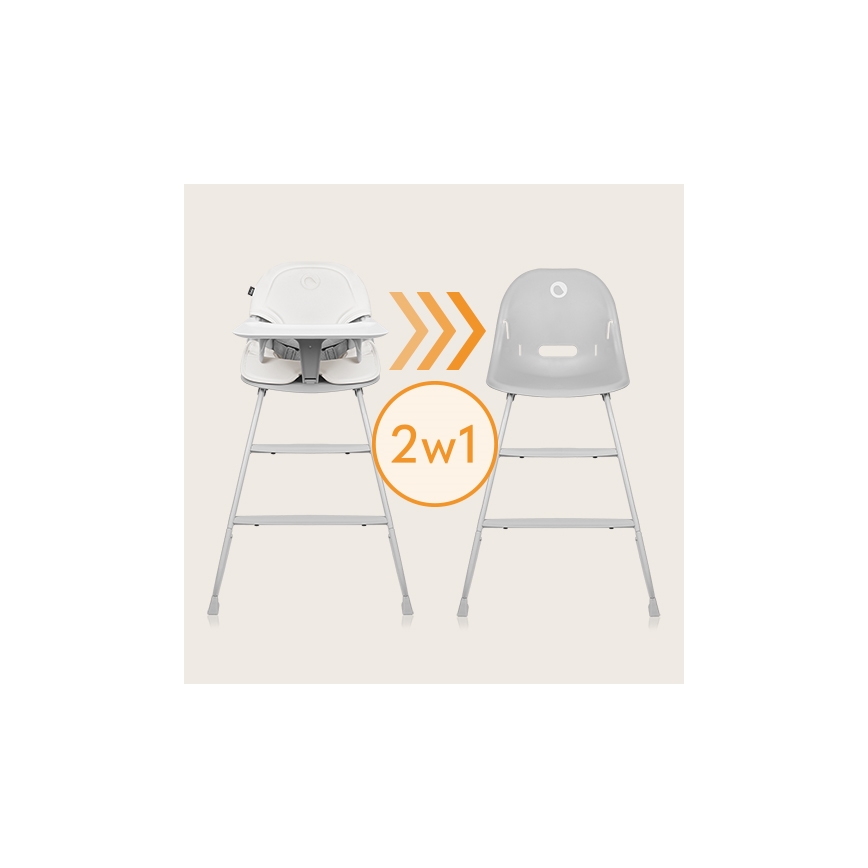 Lionelo - Børnehøjstol 2-i-1 DALIA hvid/grå