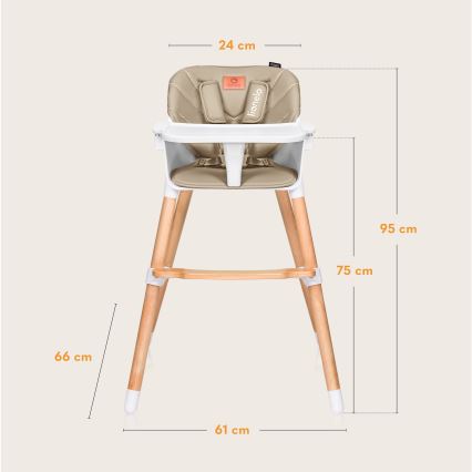 Lionelo - Børnehøjstol 2i1 KOEN Beige Sand