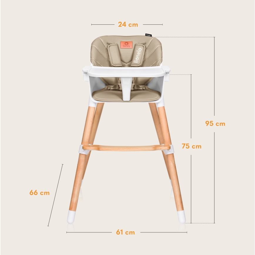 Lionelo - Børnehøjstol 2i1 KOEN Beige Sand