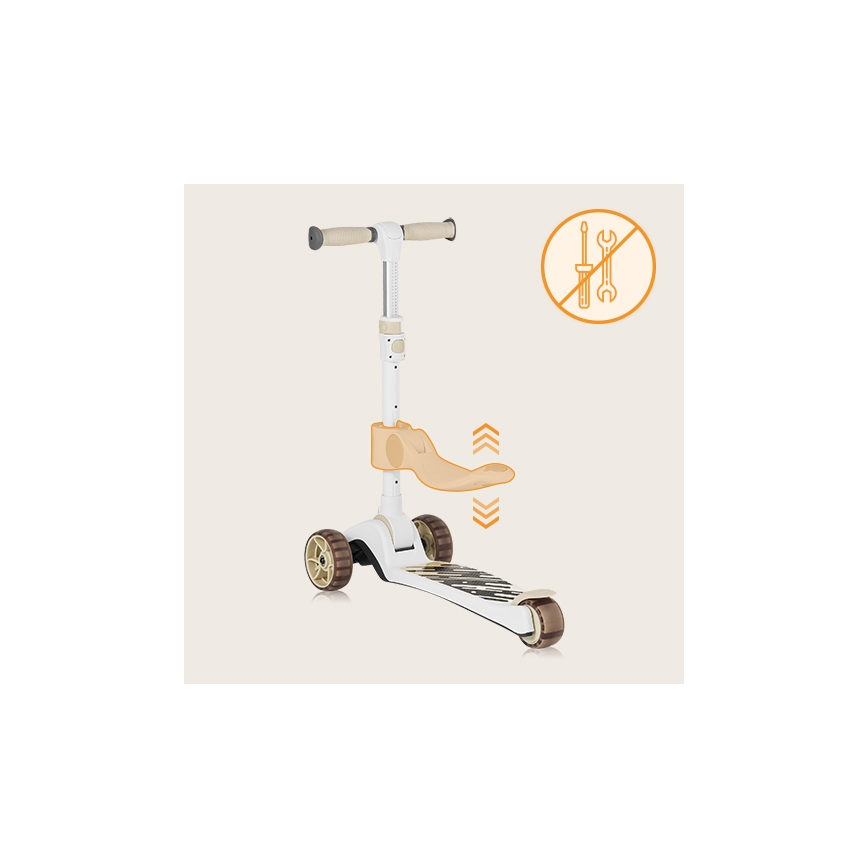Lionelo - Børnescooter 2-i-1 FRANKY hvid/beige