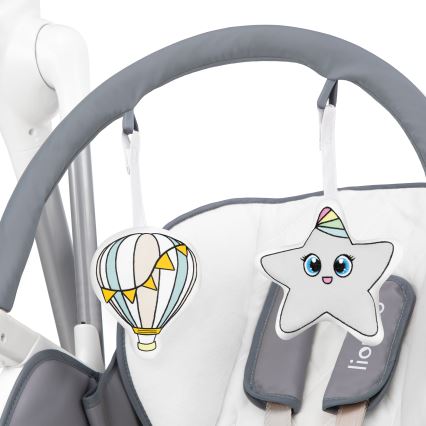 Lionelo - Børnespisestol NILES Grå 4xAA