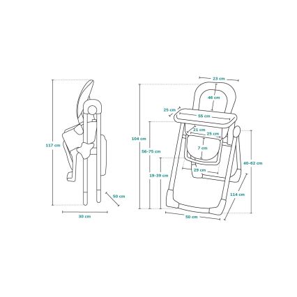 Lionelo - Børnestol til spisning LINN PLUS hvid/grå