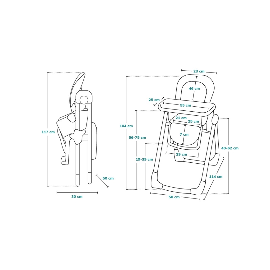 Lionelo - Børnestol til spisning LINN PLUS hvid/grå
