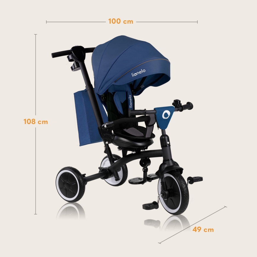 Lionelo - Børnetrehjul TRIS PLUS Blue Denim