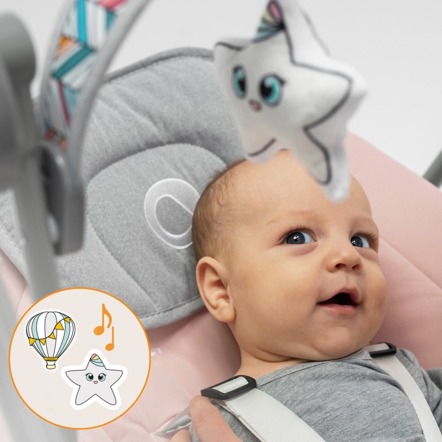 Lionelo - Børnevippestol OTTO 4xLR14 Babyrosa