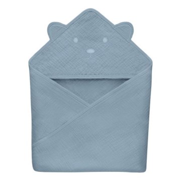 Lionelo - Børns Hovedhåndklæde MUSLIN HOODED TOWEL Grey Sky