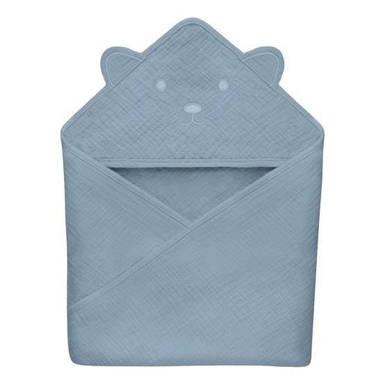 Lionelo - Børns Hovedhåndklæde MUSLIN HOODED TOWEL Grey Sky