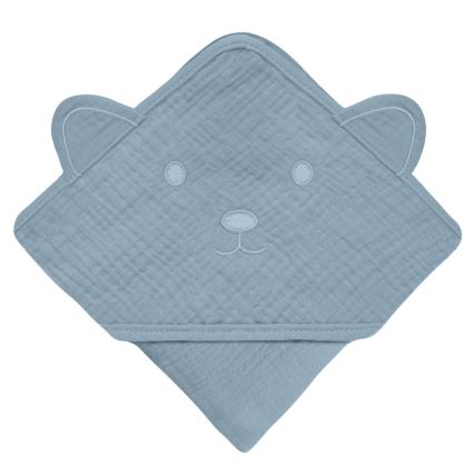 Lionelo - Børns Hovedhåndklæde MUSLIN HOODED TOWEL Grey Sky