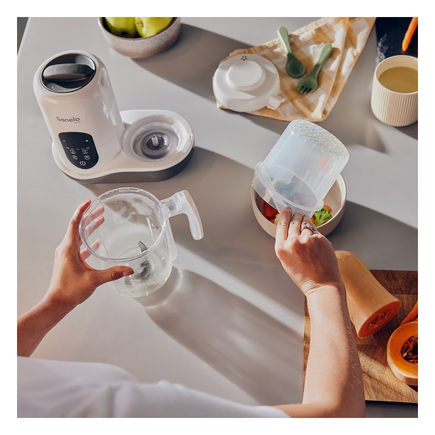 Lionelo - Dampkoger 5-i-1 BABYMENU 110W/230V hvid/grå