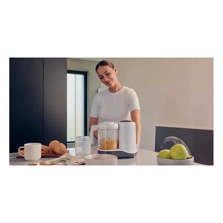 Lionelo - Dampkoger 5-i-1 BABYMENU 110W/230V hvid/grå