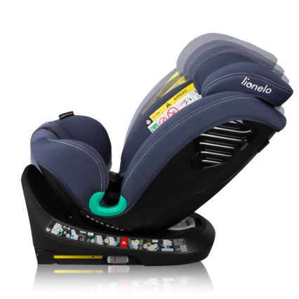 Lionelo - Autostol med drejbar base BASTIAAN ONE i-Size 40-150 cm navyblå