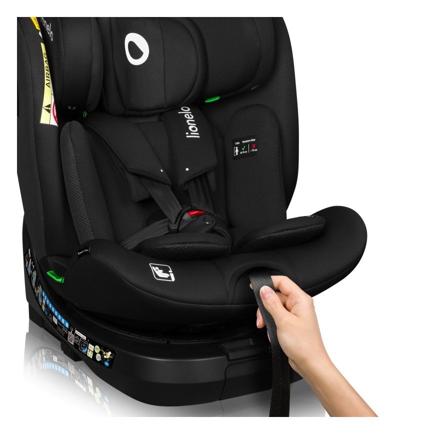Lionelo - Drejbar autostol med base BRAVE i-Size 40-150 cm Black Carbon