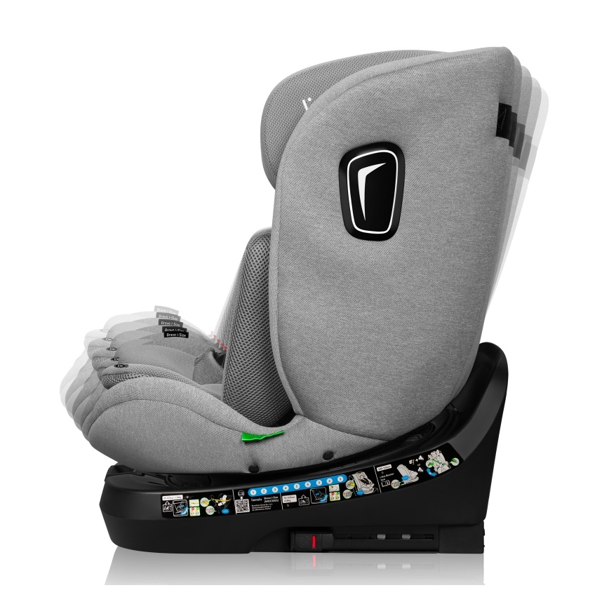 Lionelo - Drejbar autostol med base BRAVE i-Size 40-150 cm Grå sten