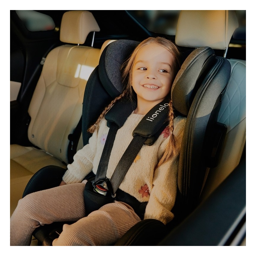 Lionelo - Drejbar autostol med base HARPER i-Size 76-150 cm Black Carbon