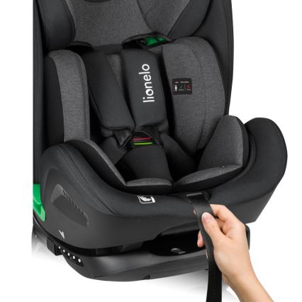 Lionelo - Drejbar autostol med base HARPER i-Size 76-150 cm Black Carbon