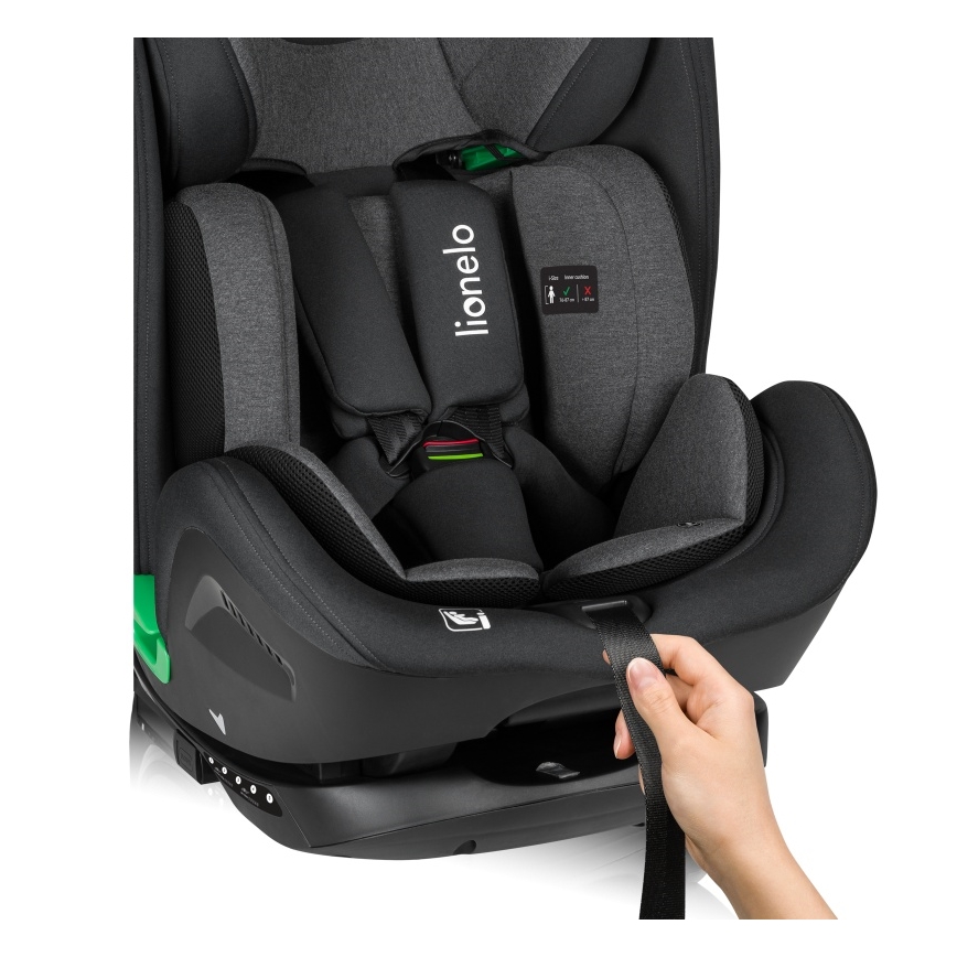 Lionelo - Drejbar autostol med base HARPER i-Size 76-150 cm Black Carbon