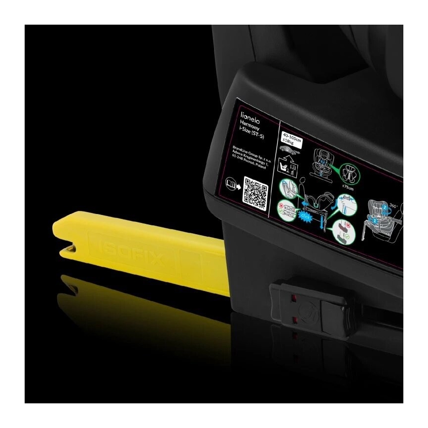 Lionelo - Drejebart bilsæde med base HARMONY i-Size 40-150 cm grå