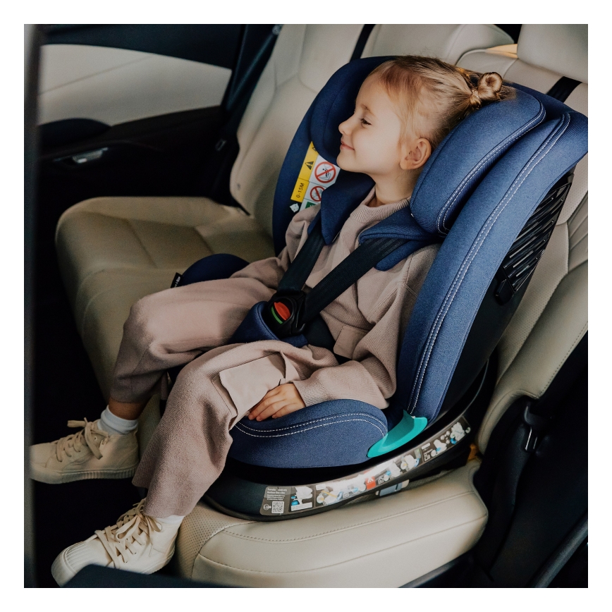 Lionelo - Drejelig autostol med base BASTIAAN ONE i-Size 40-150 cm Blue Navy