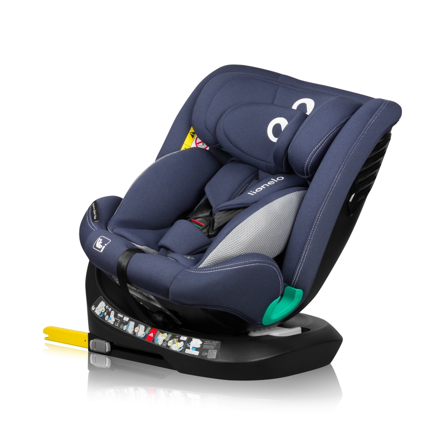 Lionelo - Drejelig autostol med base BASTIAAN ONE i-Size 40-150 cm Blue Navy