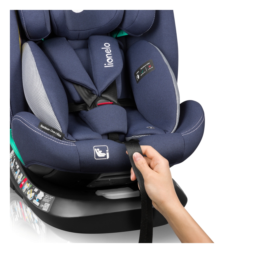 Lionelo - Drejelig autostol med base BASTIAAN ONE i-Size 40-150 cm Blue Navy