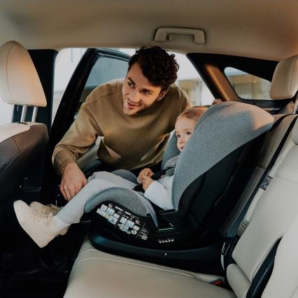 Lionelo - Drejelig autostol med base LAVENDER i-Size 76-150 cm Grey Stone