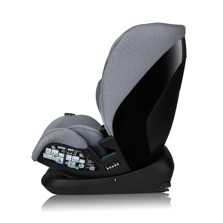 Lionelo - Drejelig autostol med base LAVENDER i-Size 76-150 cm Grey Stone