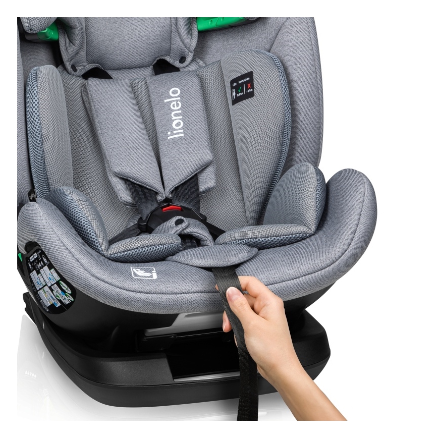 Lionelo - Drejelig autostol med base LAVENDER i-Size 76-150 cm Grey Stone