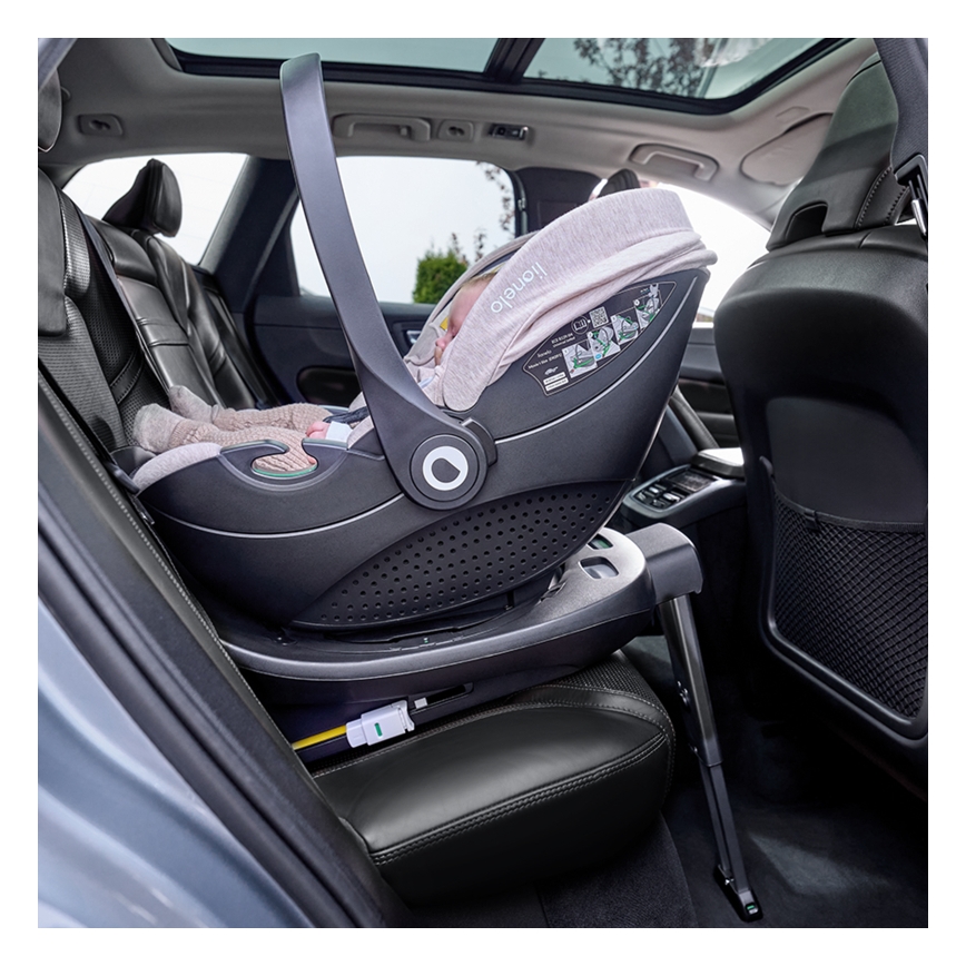 Lionelo - Drejelig autostol med base MOXIE SET i-Size 40-87 cm Pink Mauve