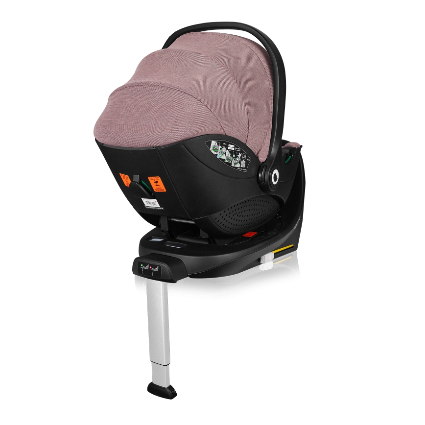 Lionelo - Drejelig autostol med base MOXIE SET i-Size 40-87 cm Pink Mauve