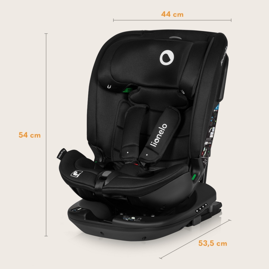 Lionelo - Drejesæde med base BASTIAAN i-Size 40-150 cm Black Carbon