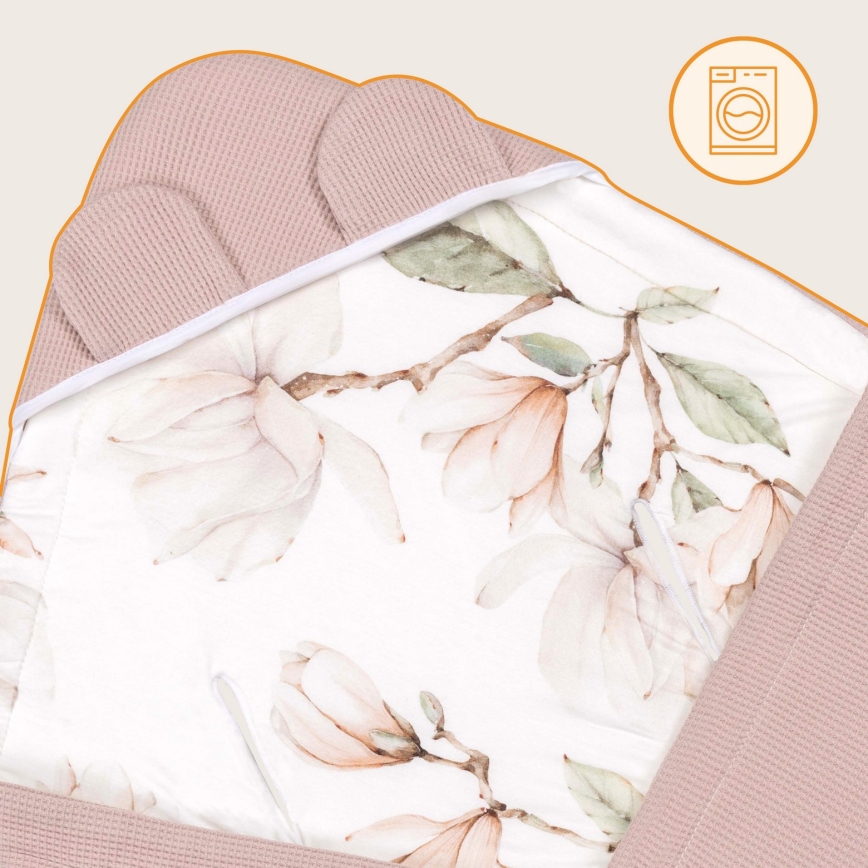 Lionelo - Dæk til bil babysæde TRAVEL SWADDLE 90x90 cm Beige Magnolia