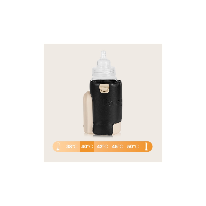 Lionelo - Flaskevarmer genopladelig THERMUP GO EVO 18W/5V sort/beige