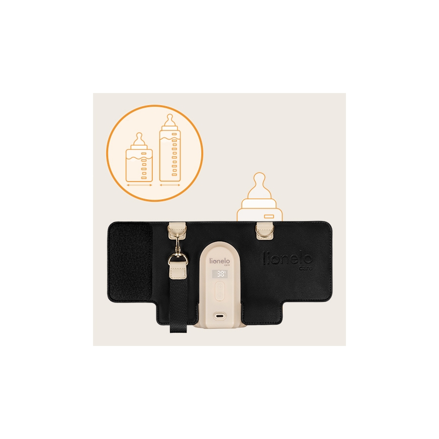 Lionelo - Flaskevarmer genopladelig THERMUP GO EVO 18W/5V sort/beige