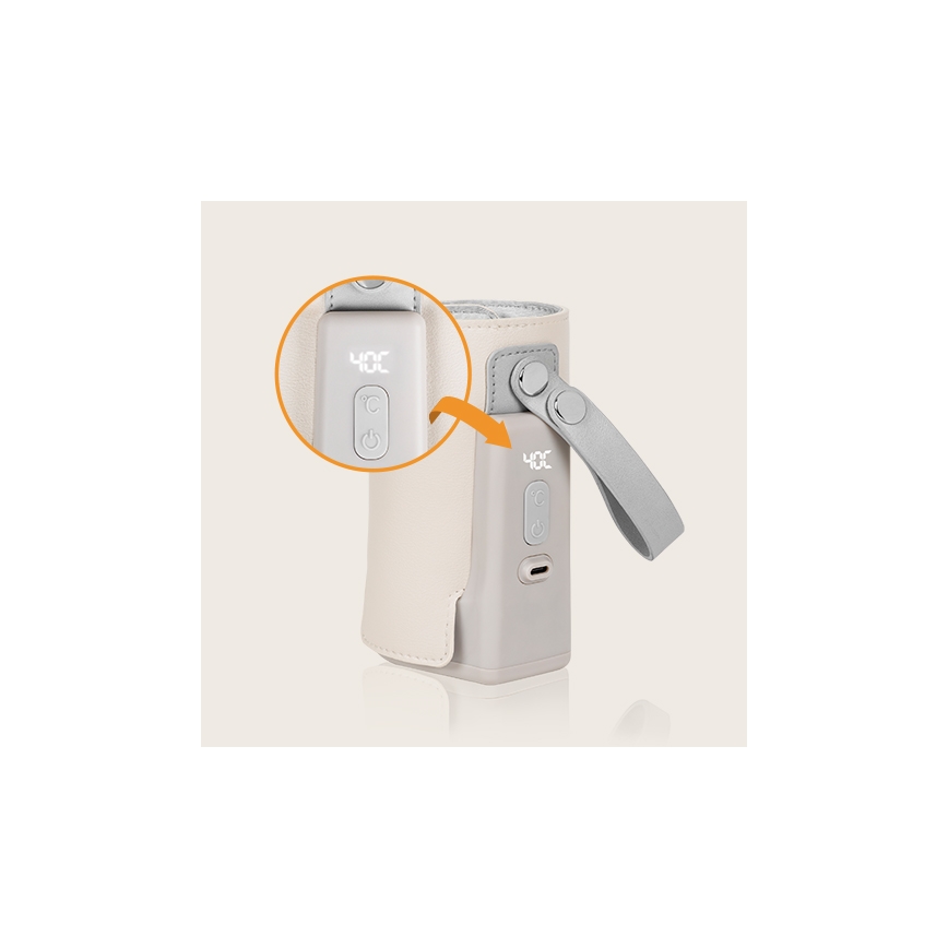 Lionelo - Flaskevarmer genopladelig THERMUP GO PLUS 10W/5V beige