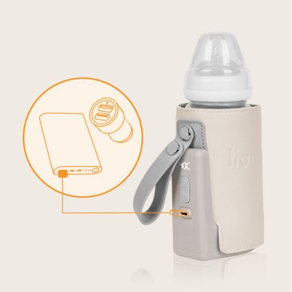 Lionelo - Flaskevarmer genopladelig THERMUP GO PLUS 10W/5V beige