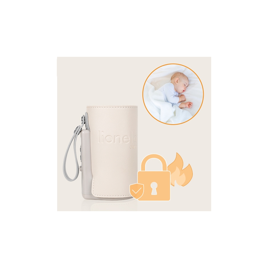Lionelo - Flaskevarmer genopladelig THERMUP GO PLUS 10W/5V beige