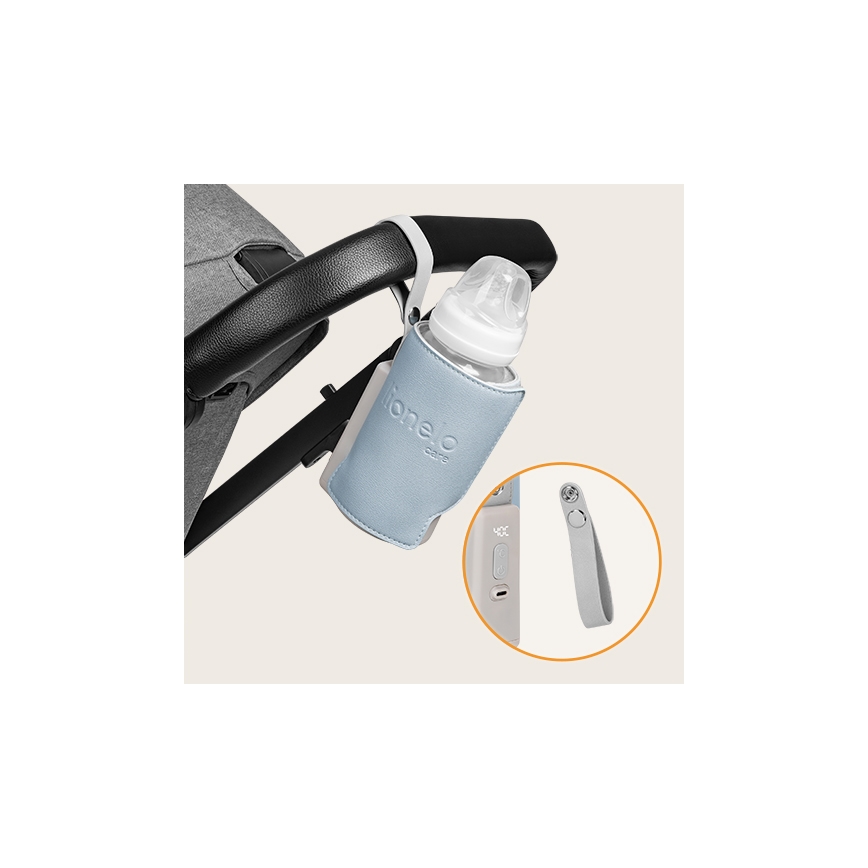 Lionelo - Flaskevarmer genopladelig THERMUP GO PLUS 10W/5V blå/grå