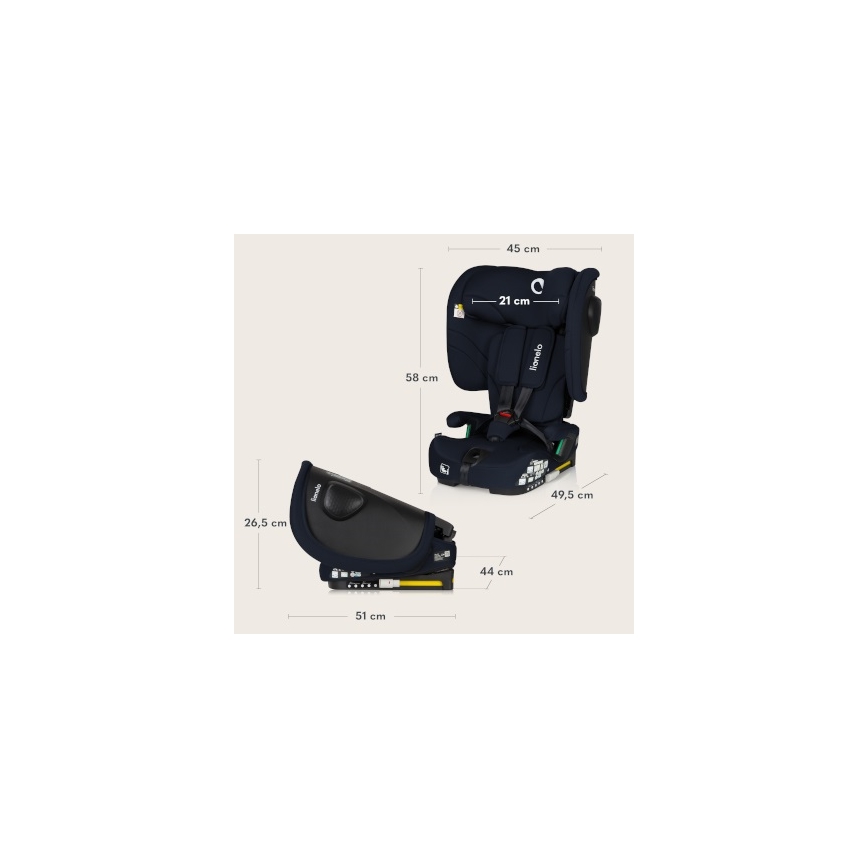 Lionelo - Foldbar autostol NELLY i-Size 76-150 cm Navyblå