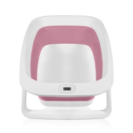 Lionelo - Foldbart babybadekar med termometer BABY BUBBLE 2x LR44 Pink Magnolia