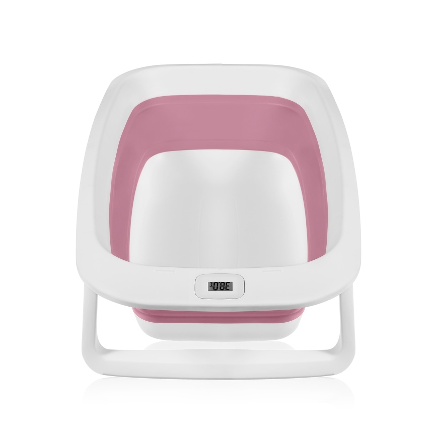 Lionelo - Foldbart babybadekar med termometer BABY BUBBLE 2x LR44 Pink Magnolia